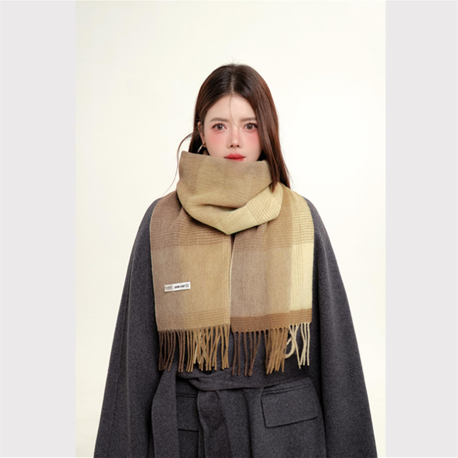 Sciarpa Donna Sciarpa A Quadri di Lana da Donna - Sciarpa E Scialle Caldi per Autunno E Inverno, Adatti A Studenti E Coppie-rosso-180 * 33 Cm