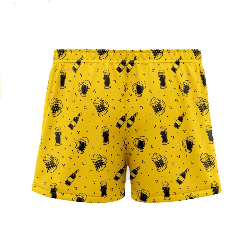 Shorts de Baño para Hombre con Estampado de Cerveza | Secado Rápido | Bañador con Bolsillos con Cremallera y Forro de Malla