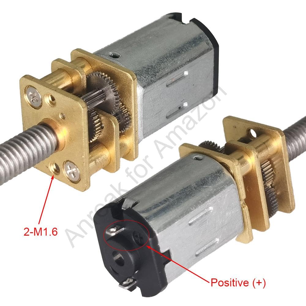 2Pcs DC 12V 300RPM M4 x 100mm 3-12V 20-3000RPM N20 Motor with Gear Reduction for Precision, Threaded Rod Motor for 3D Printers (12-300)