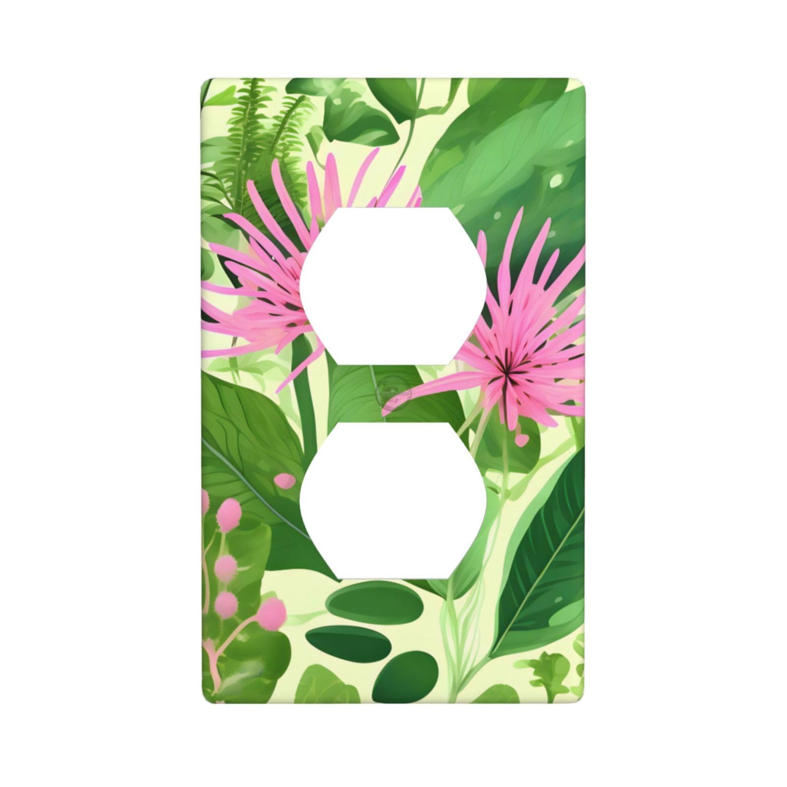 Pink Plant Flowers Decorative Switch Plate Cover-Unbreakable Polycarbonate Wall Plate for Home Office, 1 Gang with Screws