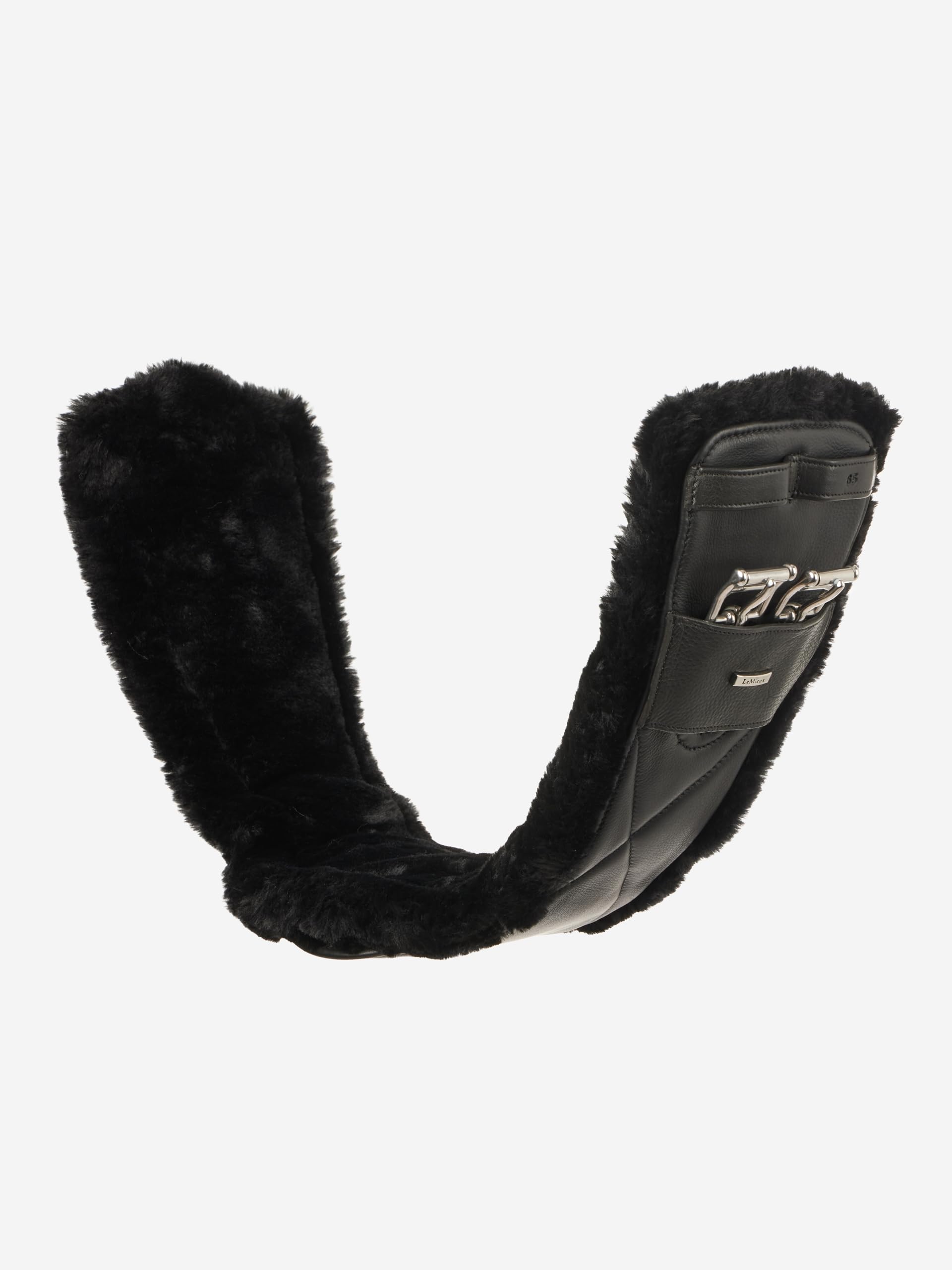 LeMieux Arika Simuwool Contoured Dressage Girth - Soft Supple Leather - Washable Detachable Simuwool - Black - 50cm/20"