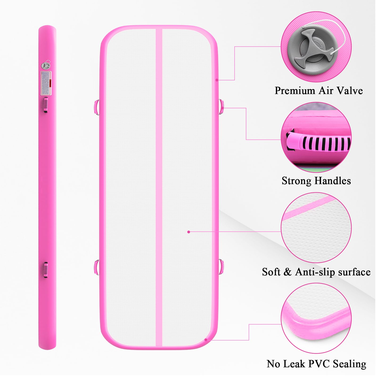 Estgora Tumble Track Mats For Gymnastics 20ft 16ft 13ft 10ft 6.6ft Gymnastics Mat For Tumbling 4/8 Inch Thick Inflatable Air Tumbling Matts For kids Home Use Pool Cheerleading with 600W Electric Pump