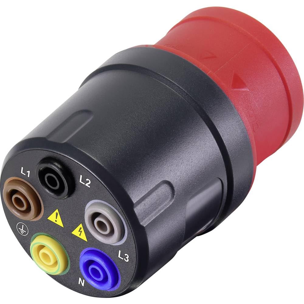 VOLTCRAFT VMA-3L 16 - Adaptador de medición (enchufe CEE, 16 A, 5 pines, hembra de 4 mm), color gris oscuro y rojo
