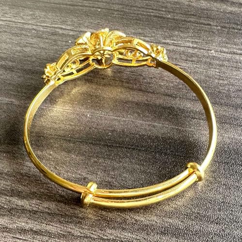 Fashion 18K Gold Plated Flower Pattern Adjustable Band Cuff Bracelet4
