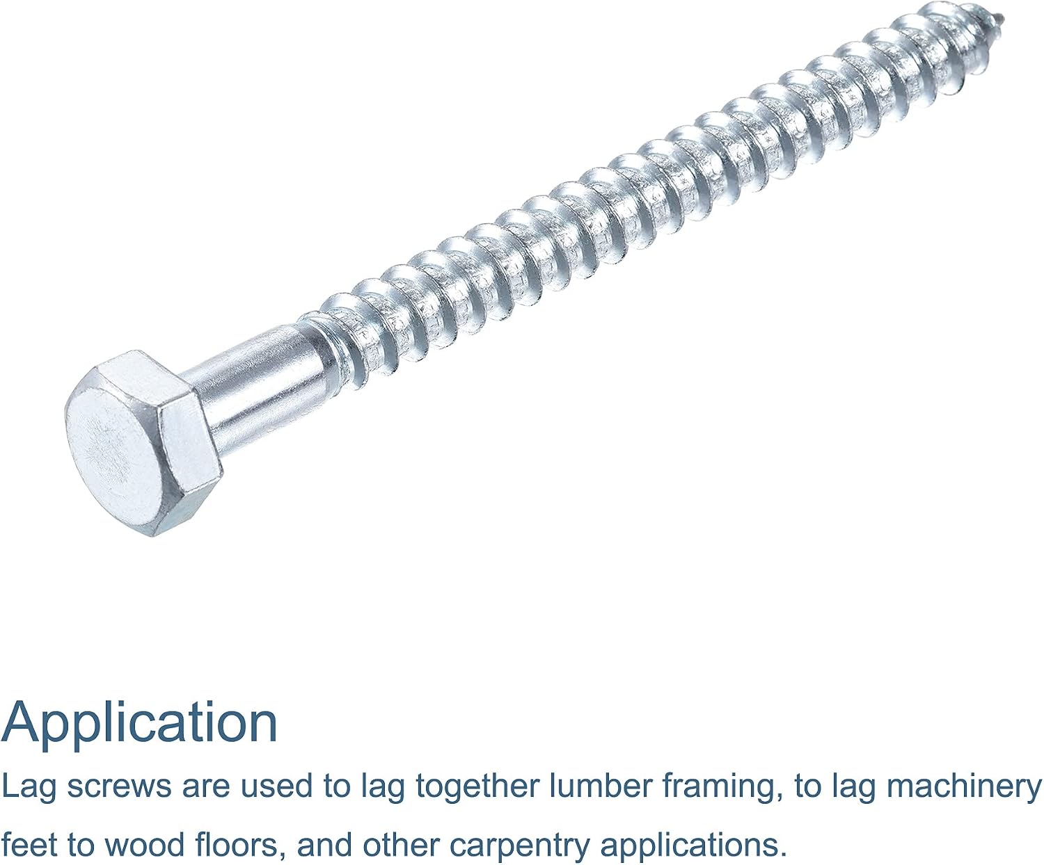 sourcing map Hex Lag Screws, M6 x 80mm Carbon Steel Zinc Plated Half Thread Self-Tapping Bolts for Wood Screw 25Pcs - Image 5