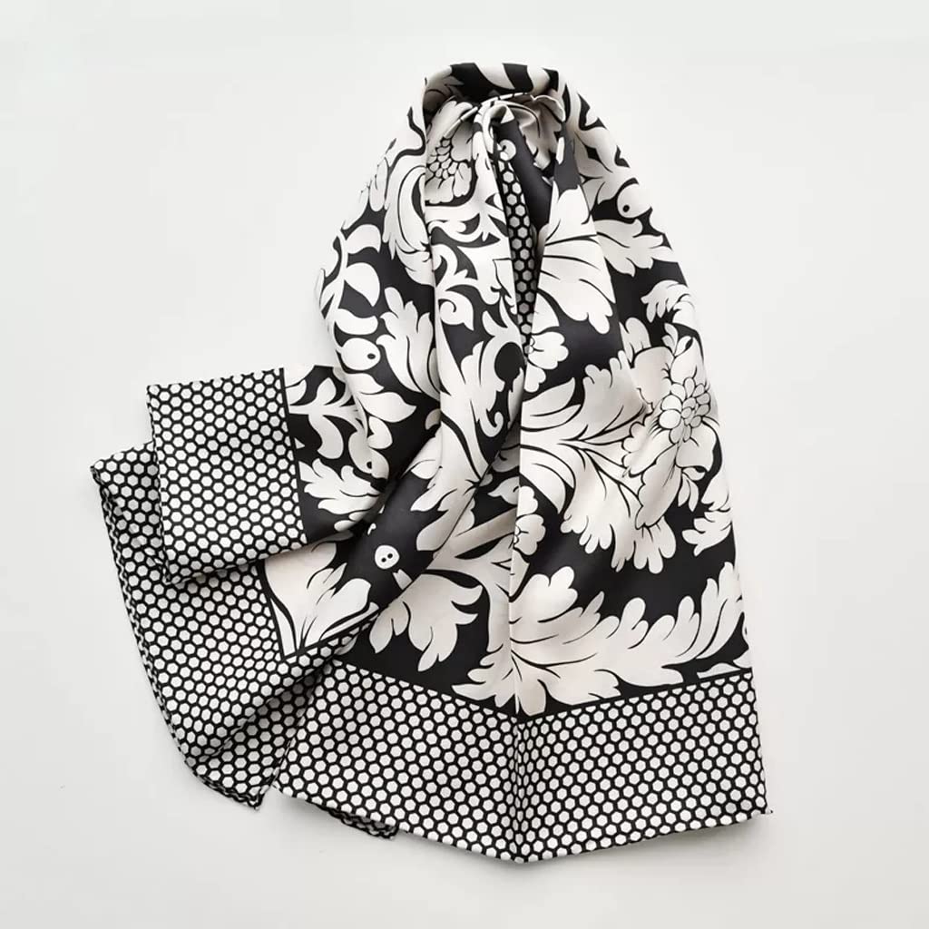 Foulard en soie pour femme anti plis avec motif fleurs géantes