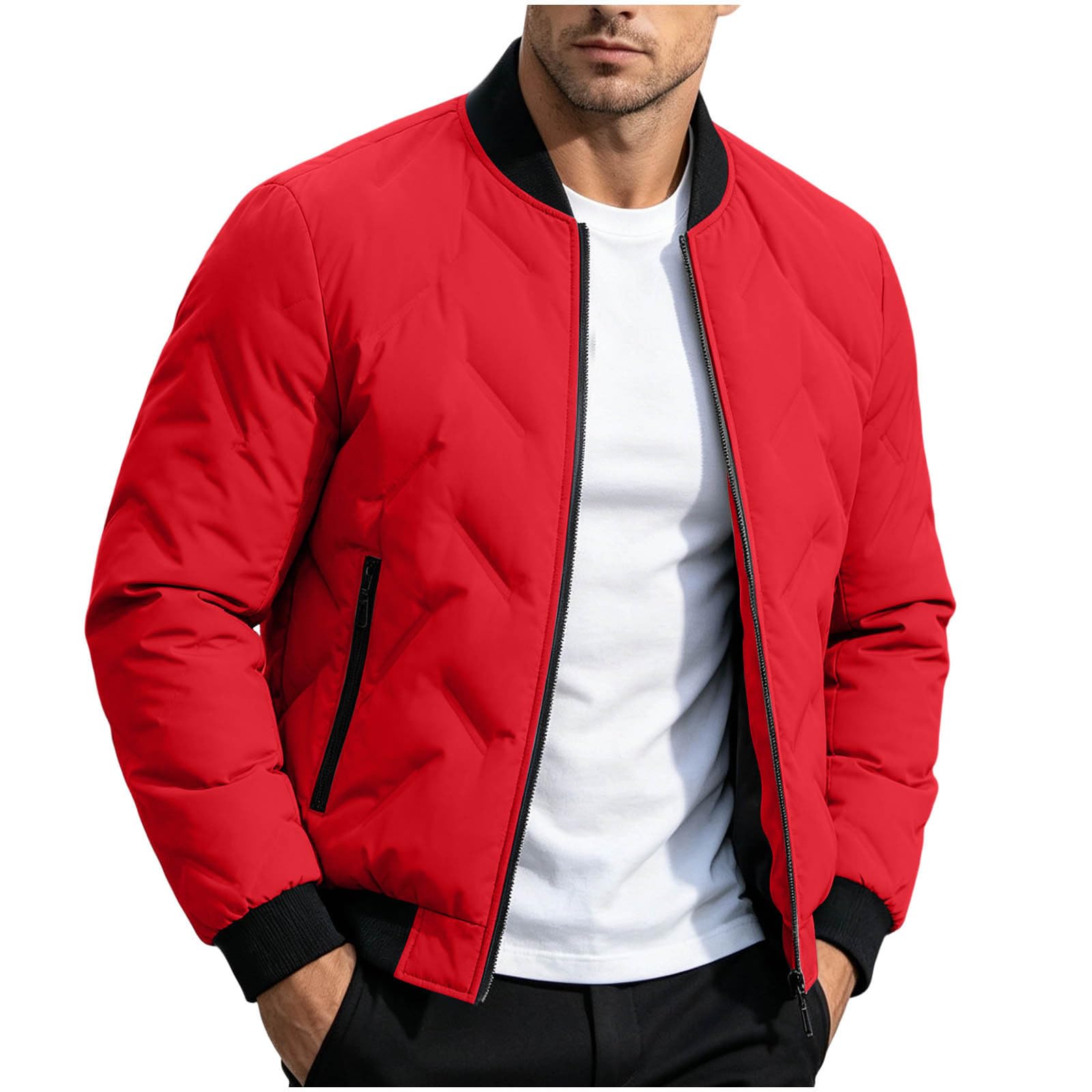 AEGJEGVD Doudoune Homme Col Montant Veste Hiver Chaude Zip Poches Multiples
