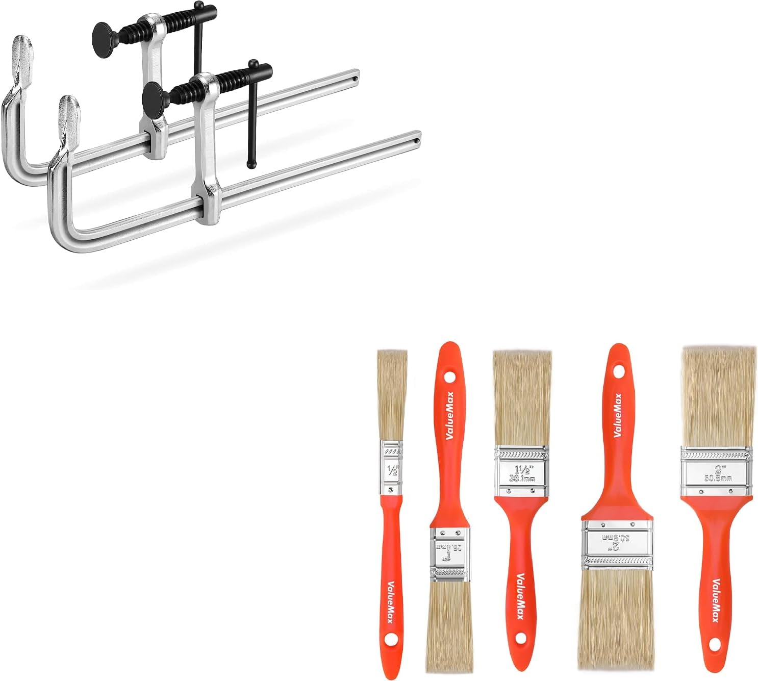 Bar Clamps and ValueMax Paint Brushes 5Pack