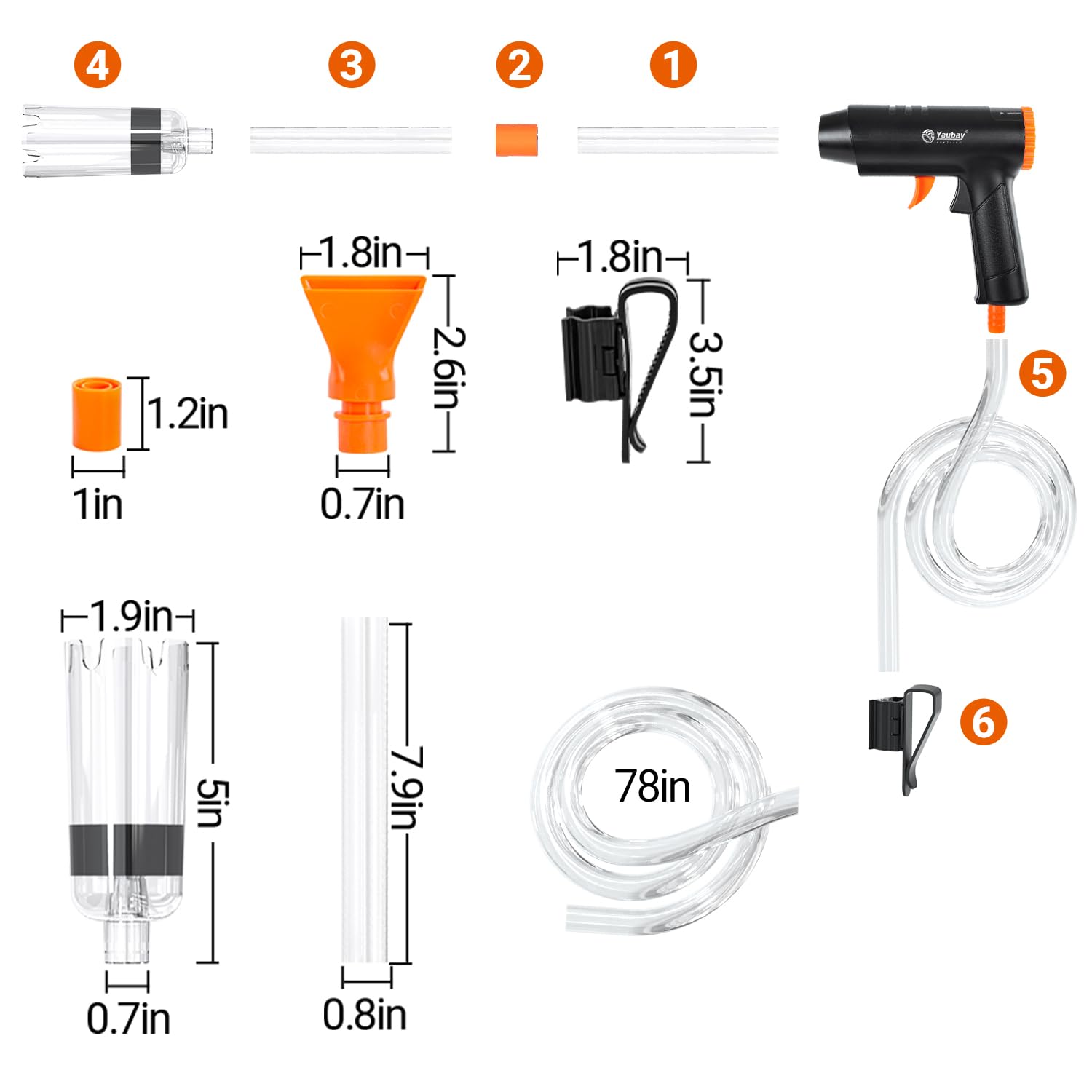 Yaubay Limpiador manual de grava para acuario, aspirador de sifón para pecera, con flujo de agua ajustable para eliminar la suciedad, cambiar el agua y lavar arena herramientas de limpieza de acuarios | Flujo de agua ajustable para eliminar la suciedad, e