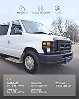 Vista 5 de Juego de espejos laterales montados Compatible con Ford E150 E250 E350 E450 E550 Van 2002-2008, plegable manual, sin calefacción, luz de charco