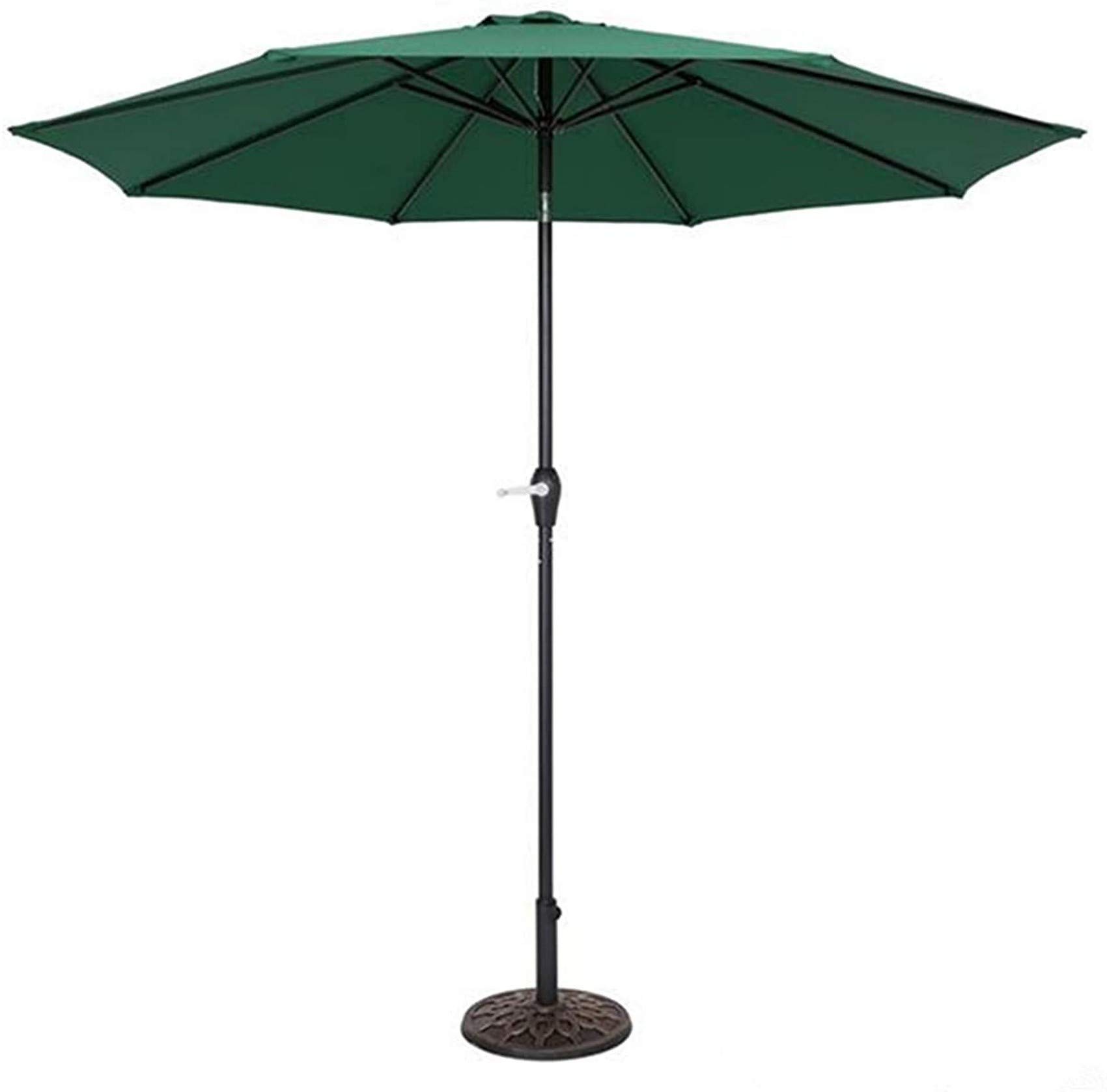 WDSOPK 2.7m Garden Umbrell, Waterproof Patio Umbrella Sun Outdoor Beach Parasol with Crank Handle & Tilt Function, Dark Green