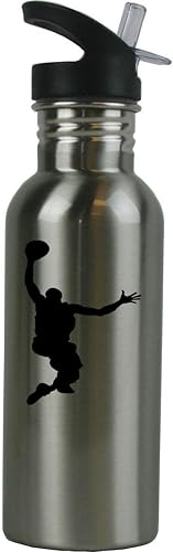 Botella de agua personalizada de acero inoxidable con tapa de pajita, botella de agua deportiva de 20 onzas, personalizable