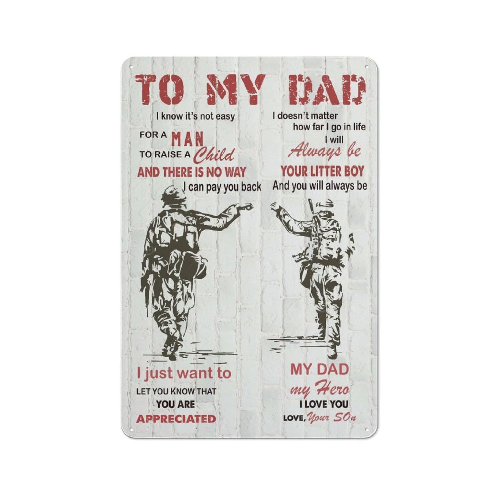 Junmoney Style-23 To My Dad(3) Vintage Metal Wall Decor 30X20cm, Vintage Metal Sign For Hallway, Home Bar, Garage Or Study