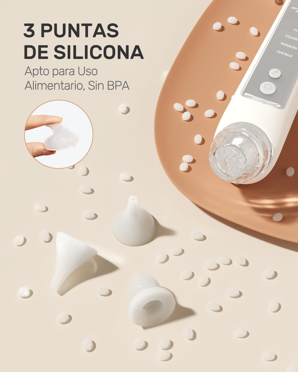 Aspirador Nasal Para Bebe Eléctrico, Succionador Nasal Bebé Recargable Con 3 Niveles De Succión Ajustables, Música Relajante Y 3 Puntas De Silicona