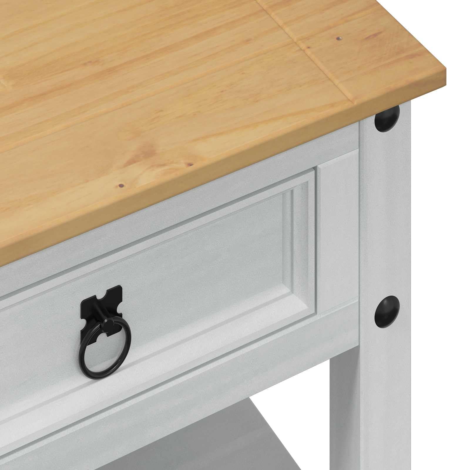 Stolik kawowy biały z litego drewna sosnowego, 100 x 48 x 45 cm, z miejscem do przechowywania, regałem i półką, stabilny stolik pomocniczy do salonu, salonu, przedpokoju i recepcji