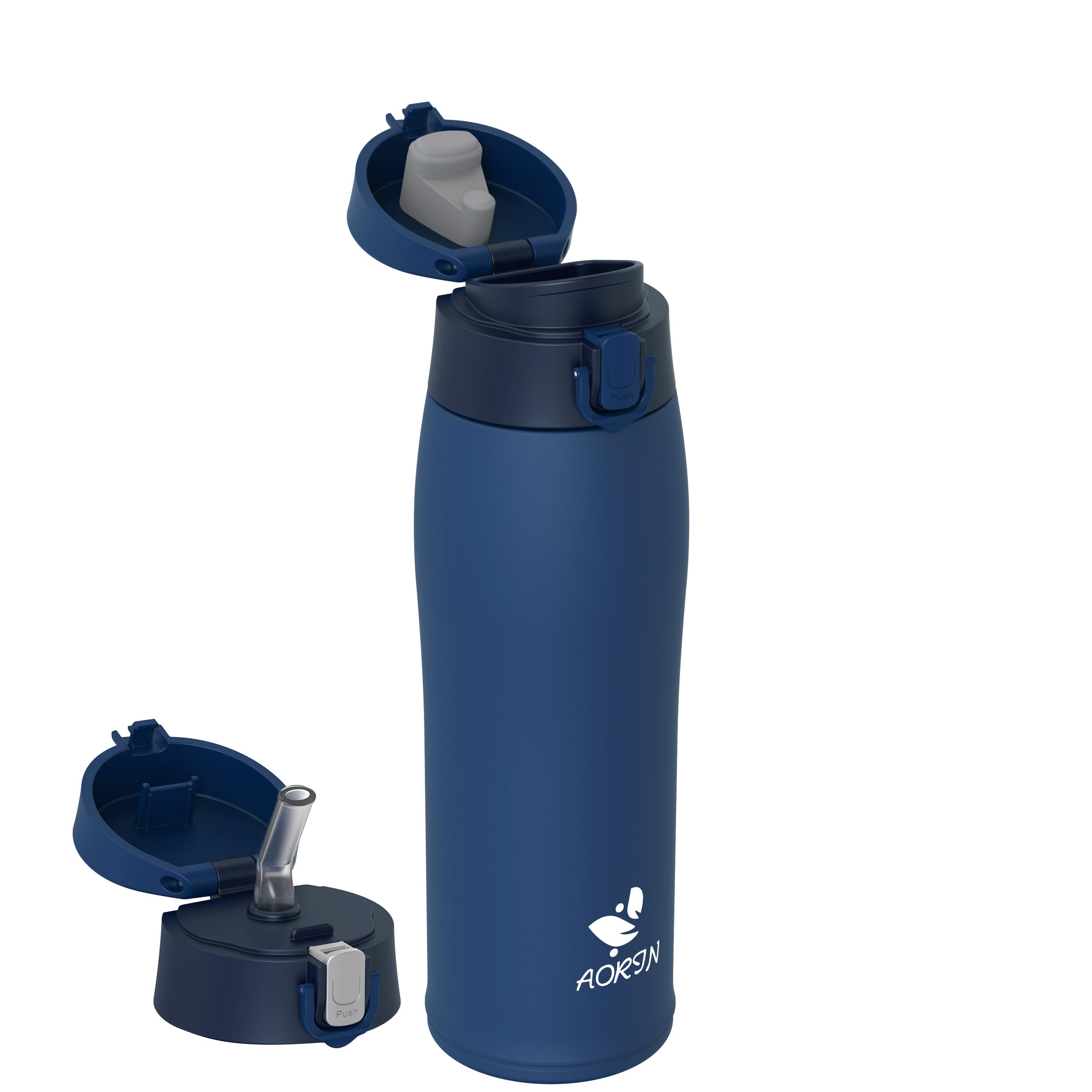 AORIN Botella Agua Acero Inoxidable 18/8 con 2 Tapas, 500ml Botella Agua Niños, Botella Térmica Anti-Fugas, Botella Gimnasio, Termo sin BPA para Deportes, Exterior, Viajes y Escuela — view 36