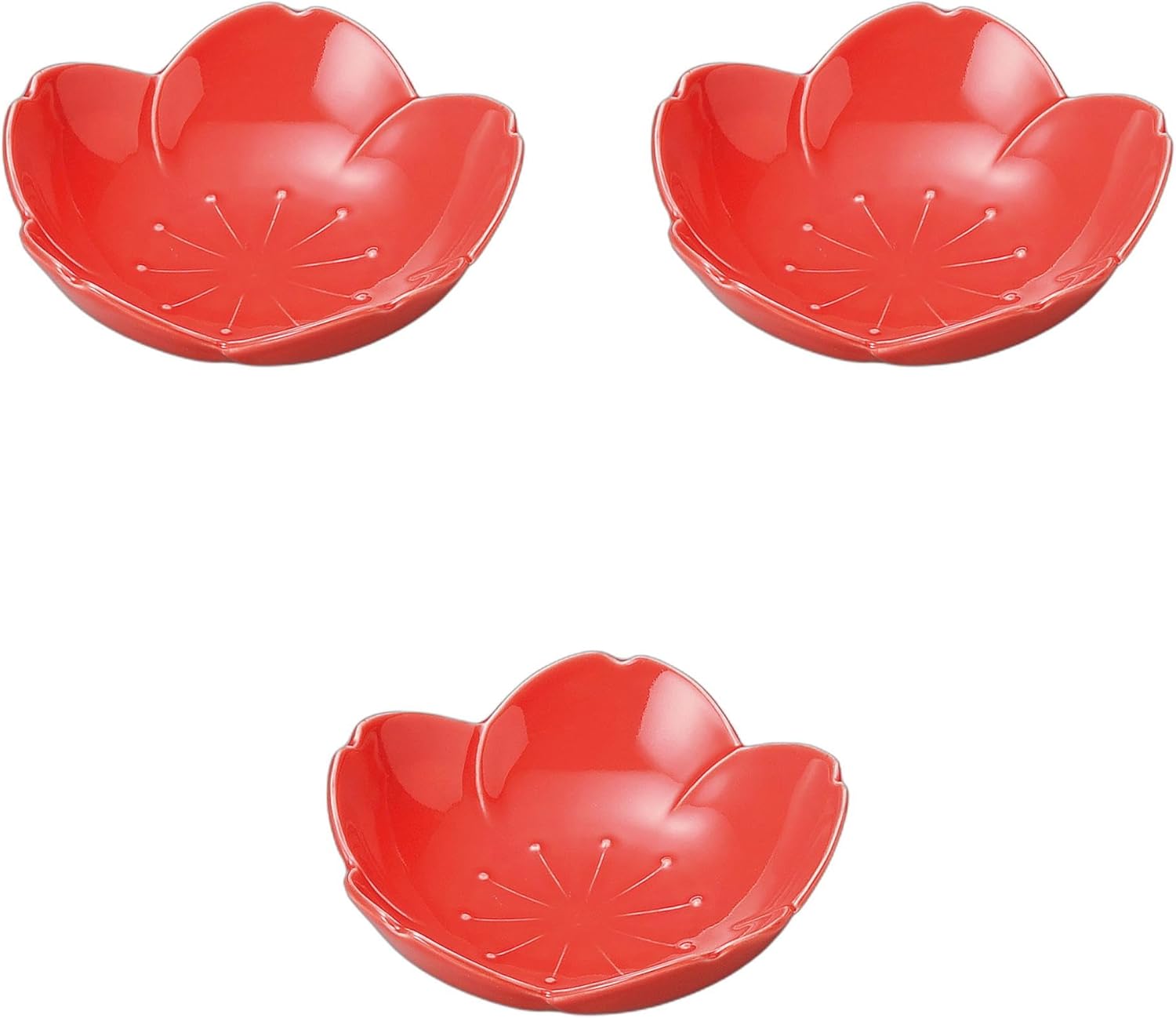 セトモノホンポ(Setomonohonpo) 3個セット 赤桜浅鉢 [ 11&times;3.5cm ] | 小鉢陶磁器