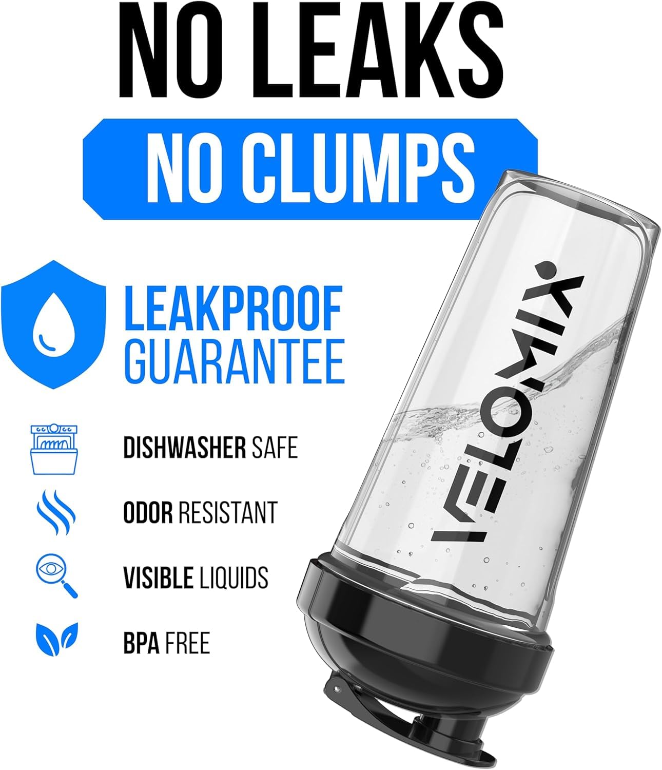 VELOMIX 6 Pack 28oz Shaker Cups for Protein Shakes, Blacks to Transparent — Amazon image 3