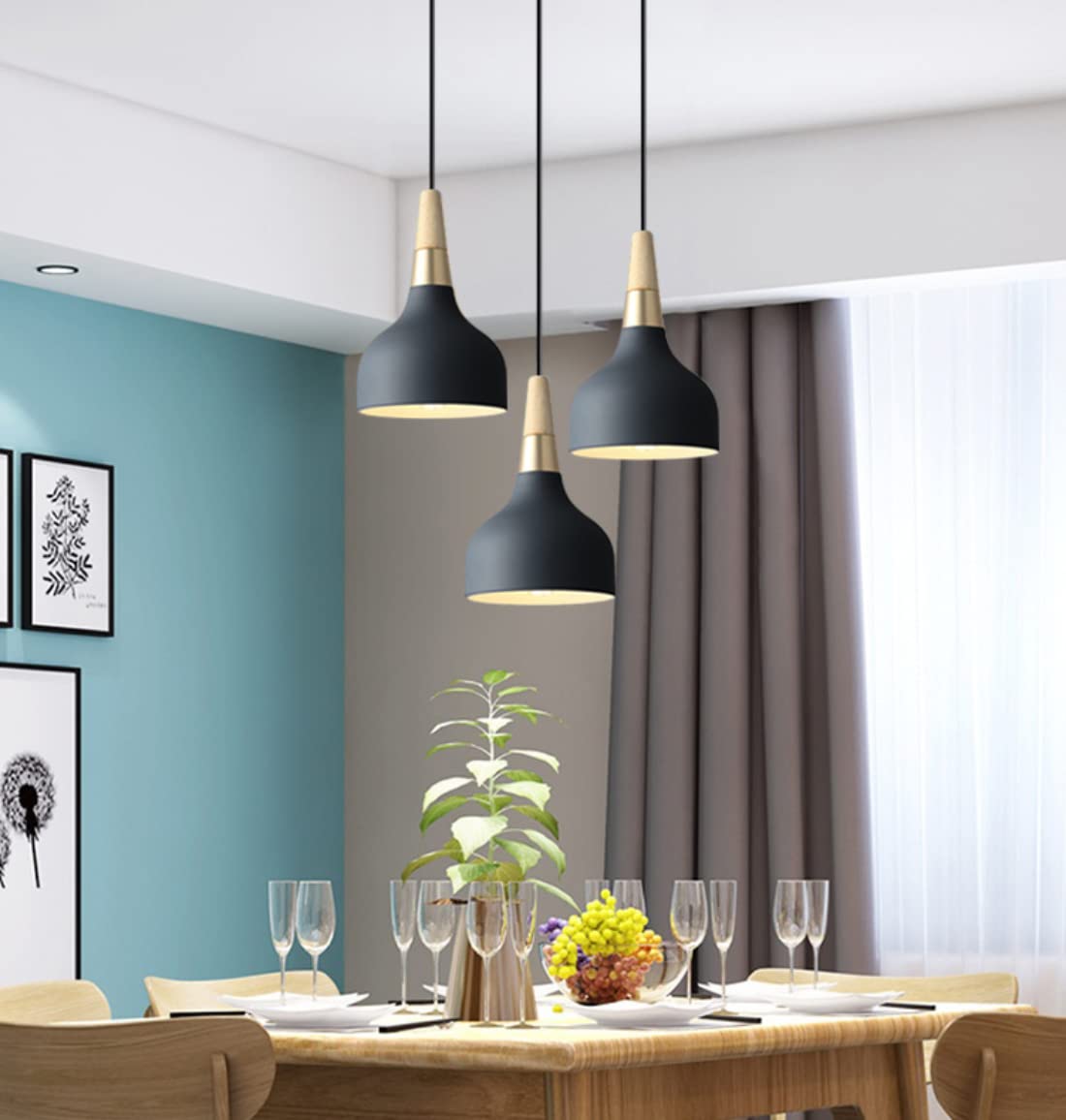 Amazon.co.jp : 3個セット ペンダントライト ブラック 鉄製 ダクト