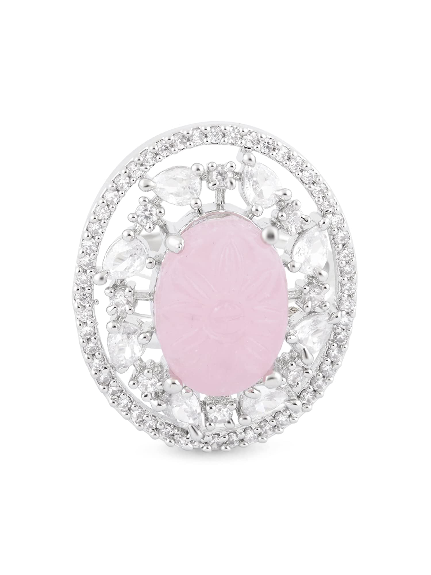 ZAVERI PEARLS Pink Stone & Dazzling Cubic Zirconia Embellihsed Brass Contemporary Adjustable Ring For Women-ZPFK15829 (B0BVHRHHHD) Amazon Price History, Amazon Price Tracker