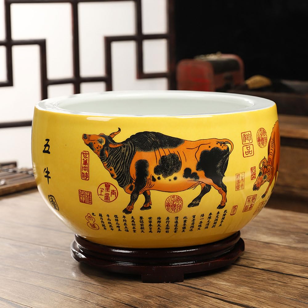 DFGHNBVC Flower Pots Succulent Platter Basin Hydroponic Plants Flowerpot Desktop Bowl Lotus Basin Chinese Pot Ceramic Daffodil Flowerpot Indoor Or Outdoor Decoration,E-19 * 12cm