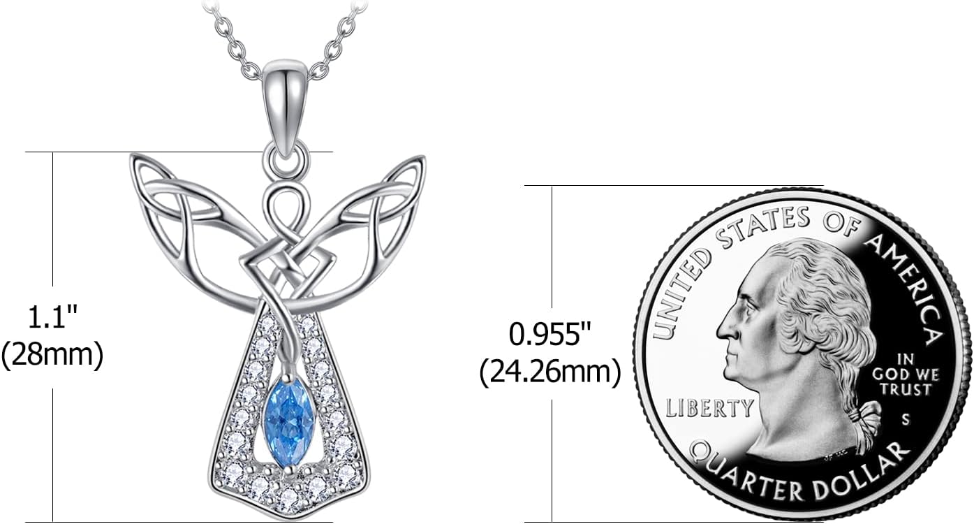 TANGPOET Guardian Angel Necklace for Women Sterling Silver Angel Pendant Necklace Jewelry Gifts for Birthday Christmas - Image 4