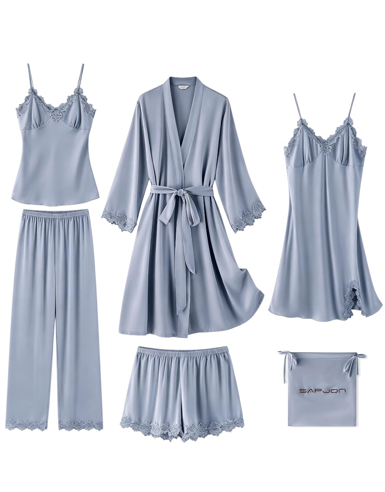 SAPJON Womens Lace Pajama Sets 6PCS