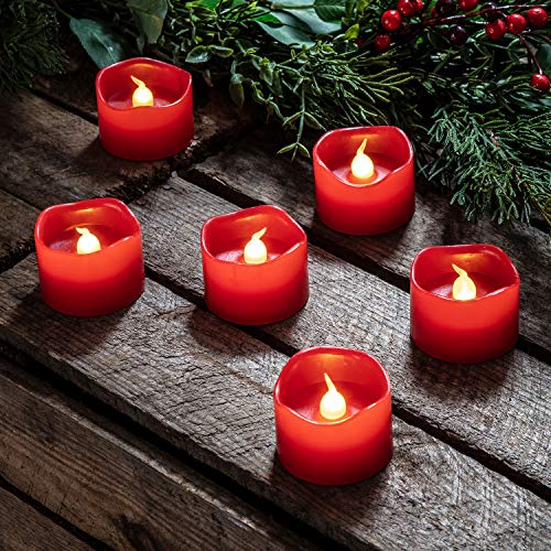 Lights4fun 6er Set LED Teelichter Rot Teelichter batteriebetrieben LED...