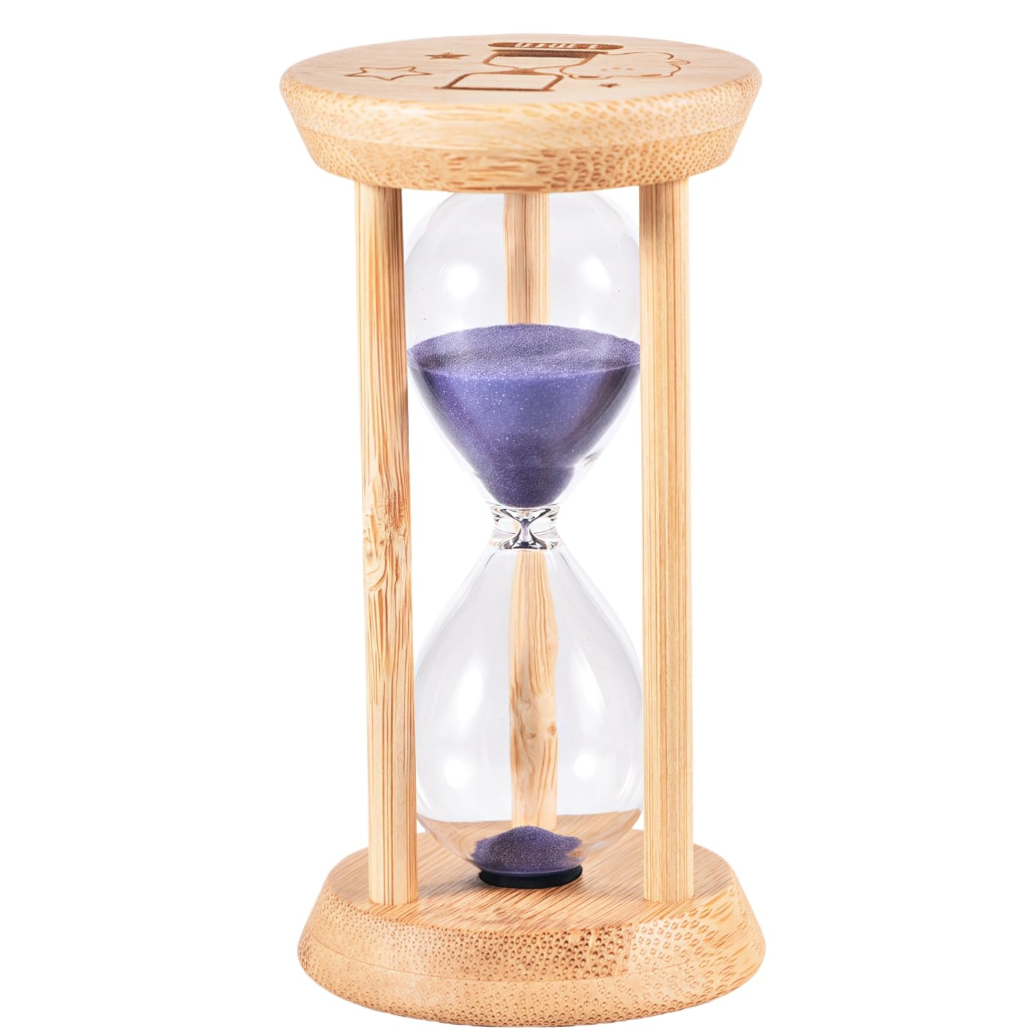 Purple Sand Timer,2 Min Sandglass Clock 100% Bamboo Hourglass Watch, Reloj de Arena, Wooden Sand Clock or Kids Games Classroom Kitchen Home Office Decor (Purple, 2Min)