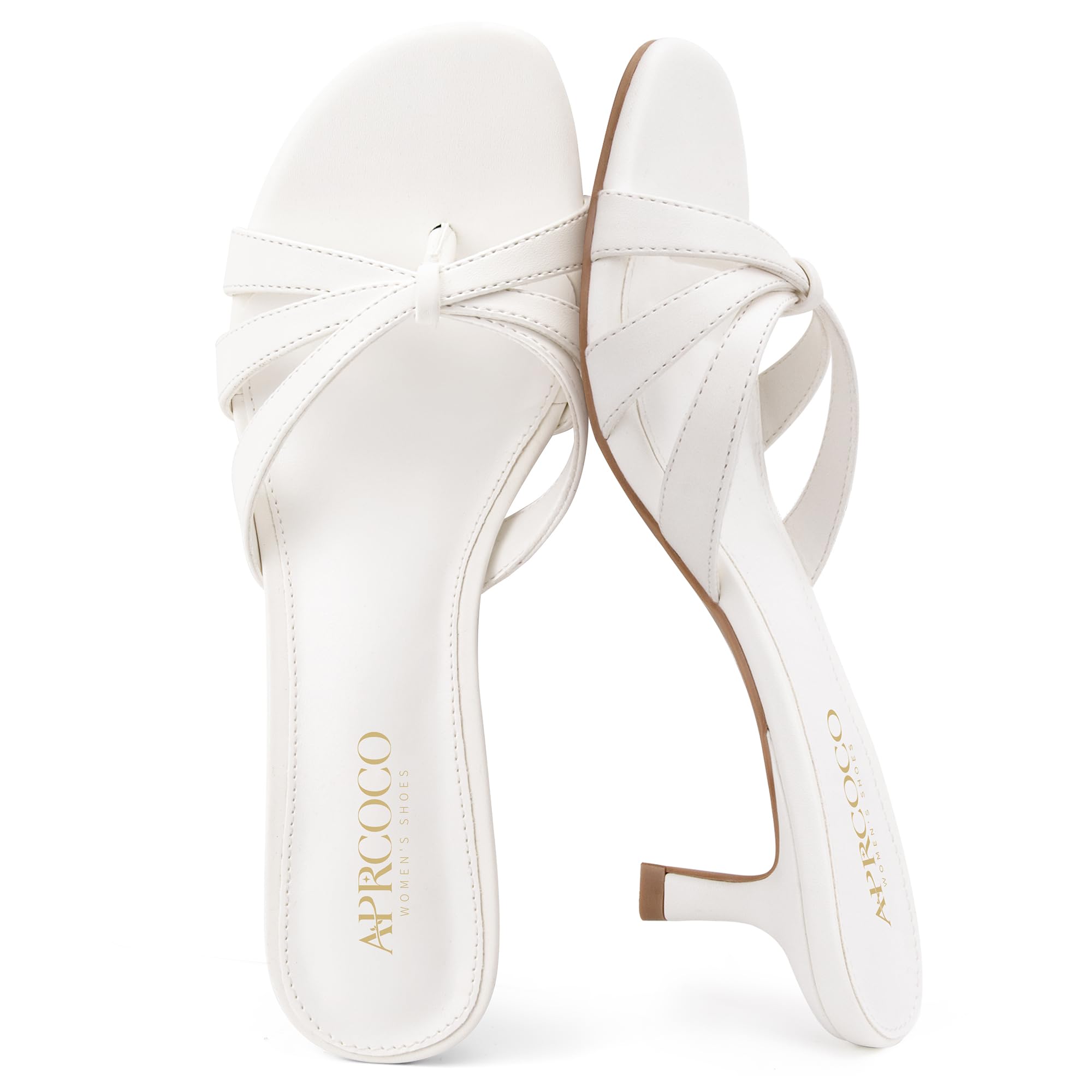 AprCoco Women’s Strappy Kitten Heels Sandals Flip Flops Open Round Toe Heel Slip On Thong Heeled Sandals for Women Stylish Summer Holiday