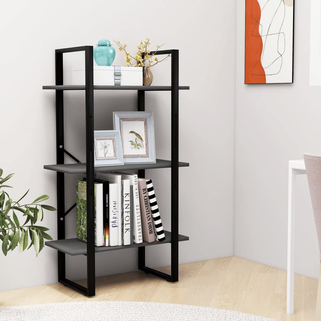 Regał magazynowy szary, 60 x 30 x 105 cm, z materiału drewnopochodnego, stojak metalowy, wszechstronny, do salonu, biura, pokoju dziecięcego, piwnicy, warsztatu, magazynu, przechowywania