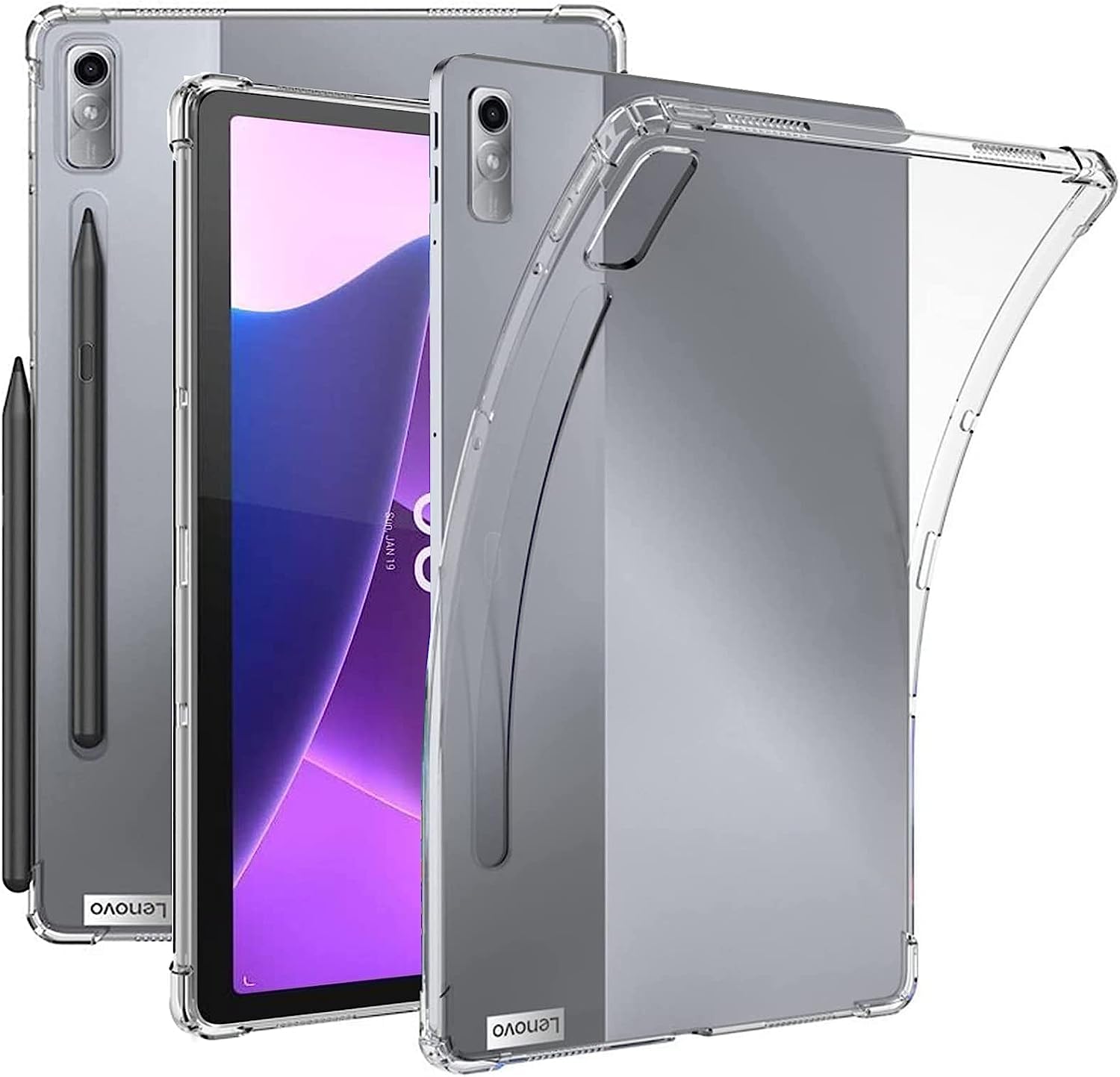 レノボTab P11 Pro 2nd Gen + ケースとガラスフィルムセット M.G.R.J® Soft TPU Transparent Back Case Cover for Lenovo Tab P11