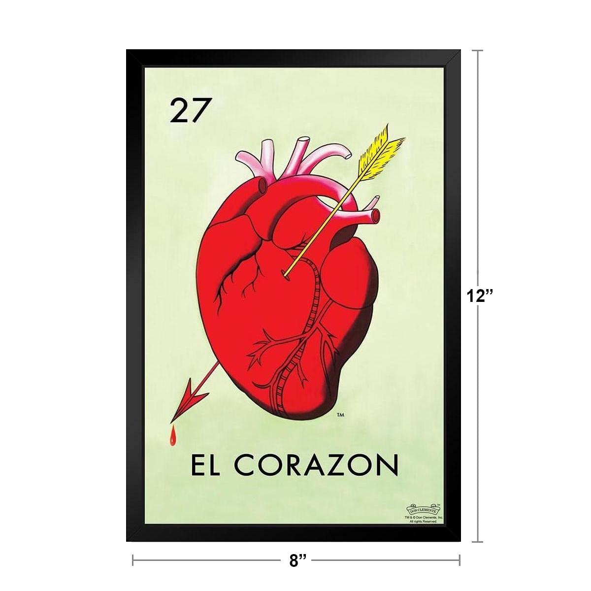 Amazon.com: 27 El Corazon Heart Loteria Card Mexican Bingo Lottery Art  Print Stand or Hang Wood Frame Display 9x13: Posters & Prints