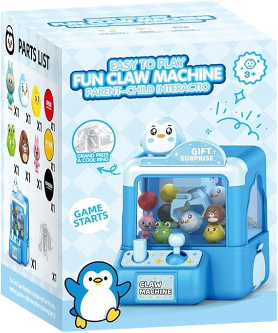 Claw Machine, Mini Vending Machine Toy Arcade Game for Girls Boys, Cute Animal Claw Machines for Kids Plush Home Small Games (A)