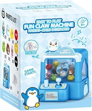 Claw Machine, Mini Vending Machine Toy Arcade Game for Girls Boys, Cute Animal Claw Machines for Kids Plush Home Small Games (A)