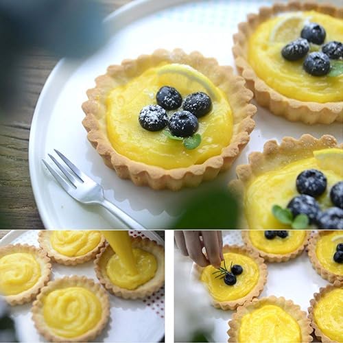 Miniatura 6 de Juego de mini tarta de 4 pulgadas, 6 paquetes de sartén para tartas con parte inferior extraíble, sartén antiadherente de acero al carbono, sartenes