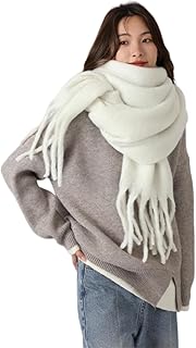 QDLTGBD Scarf Women Winter Large Thickened Checked Scarf Colour Plaid Extra Large Thick Scarf Soft Large Winter Warm White