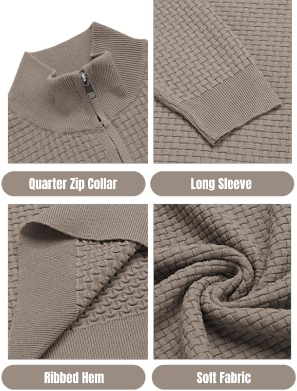COOFANDY Men's Quarter Zip Sweaters Slim Fit Lightweight Knitted Mock Neck Pullover Casual Polo Sweaters - Image 5