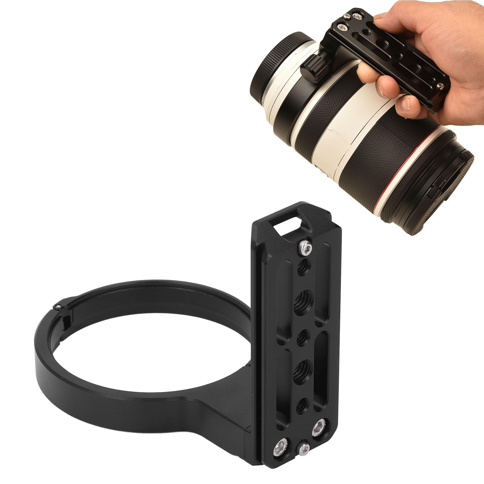 Lens Collar, Tripod Mount Ring Aluminum Alloy with 80mm Quick Release Plate for RF70 200mm F2.8 L is USM, Solid Mounting, Rotation, Arca Tripod, CNC Machined, Sturdy Support