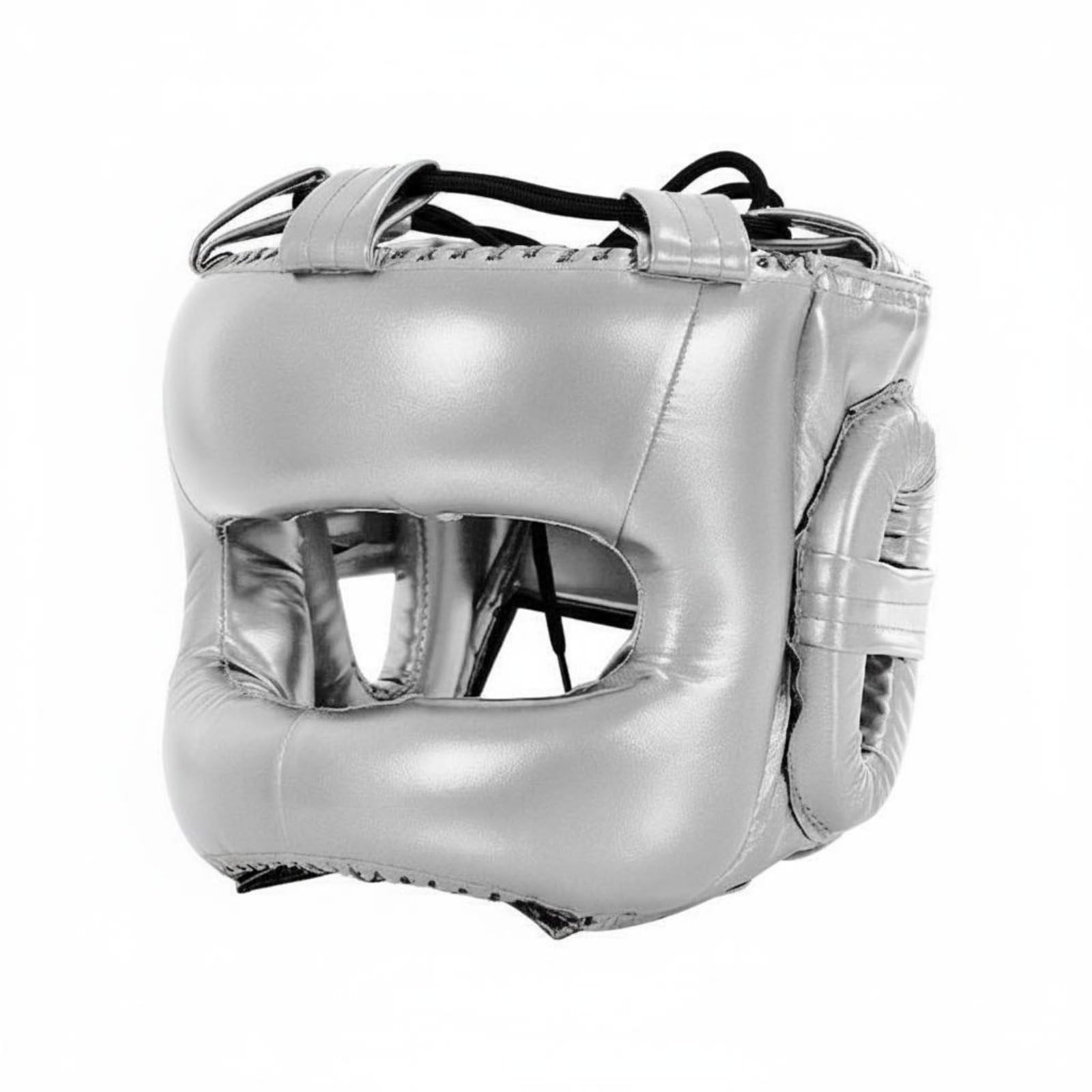 predolo Casco de Boxeo con Barra Procción Completa Proctor Facial de Boxeo Acolchado Casco Sparring Cerrado para Adultos, Lucha, Competición