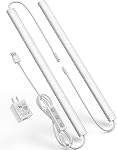 Plug-in sous éclairage de cabinet, ASOKO 12 Inch Linkable USB Barre de lumière du placard à conduit, 4500K Blanc naturel,Feux de nuit intérieurs en feu,Lumières sous le comptoir variables pour la cuisine,Desk,Évier, Workbench-2Pack