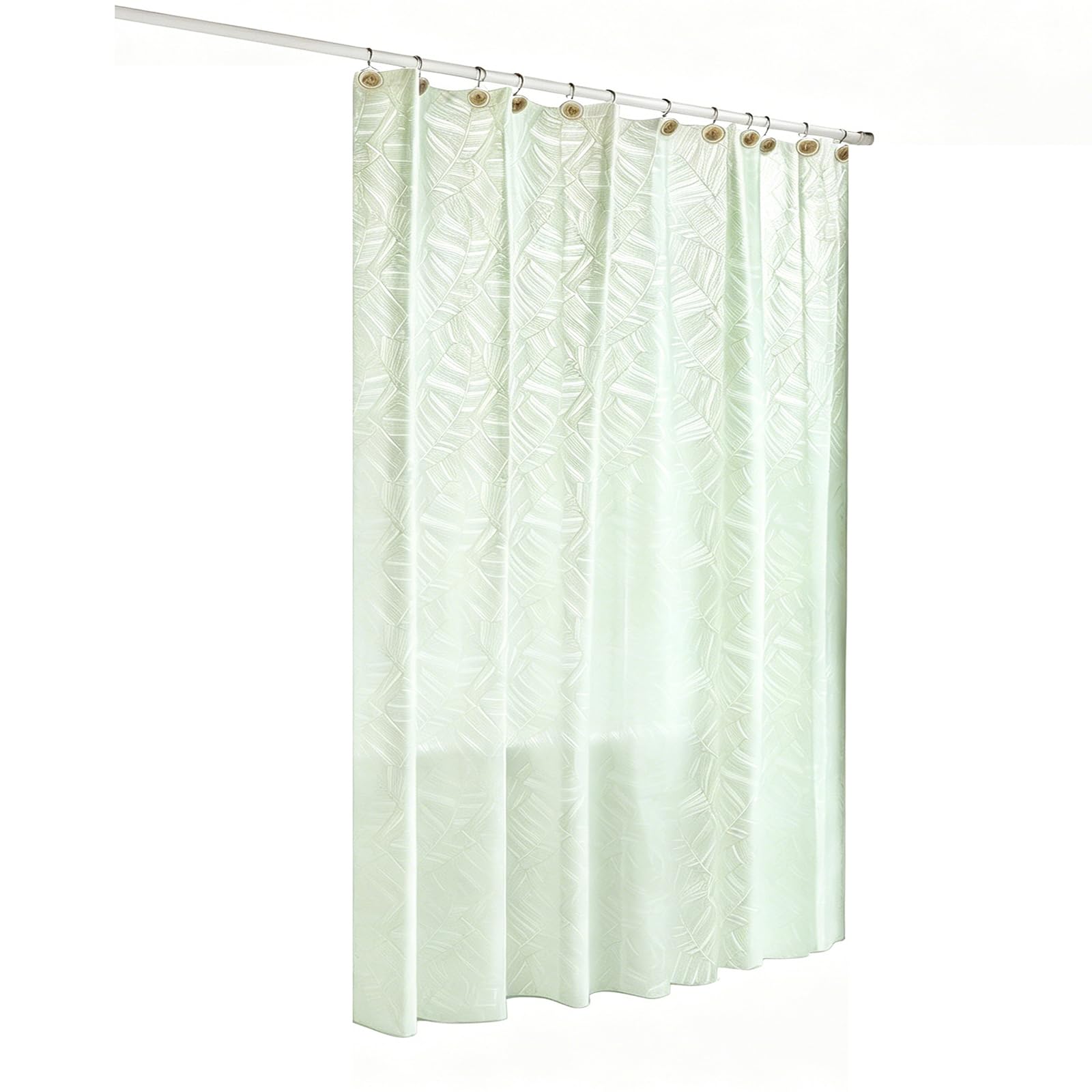 Générique Rideau de Douche EVA léger Semi-Transparent, Rideaux de Bain étanches avec Motif Feuilles, Nettoyage Facile