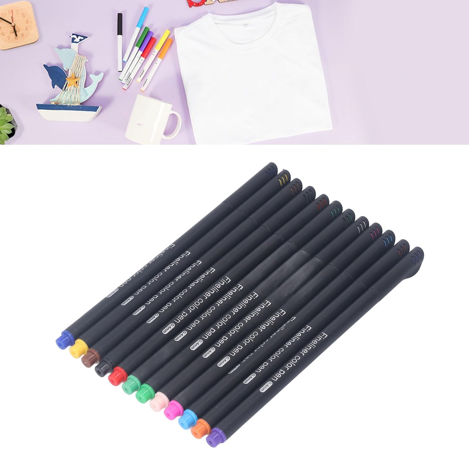 Airoya Lot De 12 Stylos Sublimation Infusables – Pointe 0.4 Mm, 12 Couleurs Vibrantes, Encre à Séchage Rapide, Adaptateur N°6 Inclus – Compatible Cricut Explore/Air/Maker Pour T-shirts, Tasses