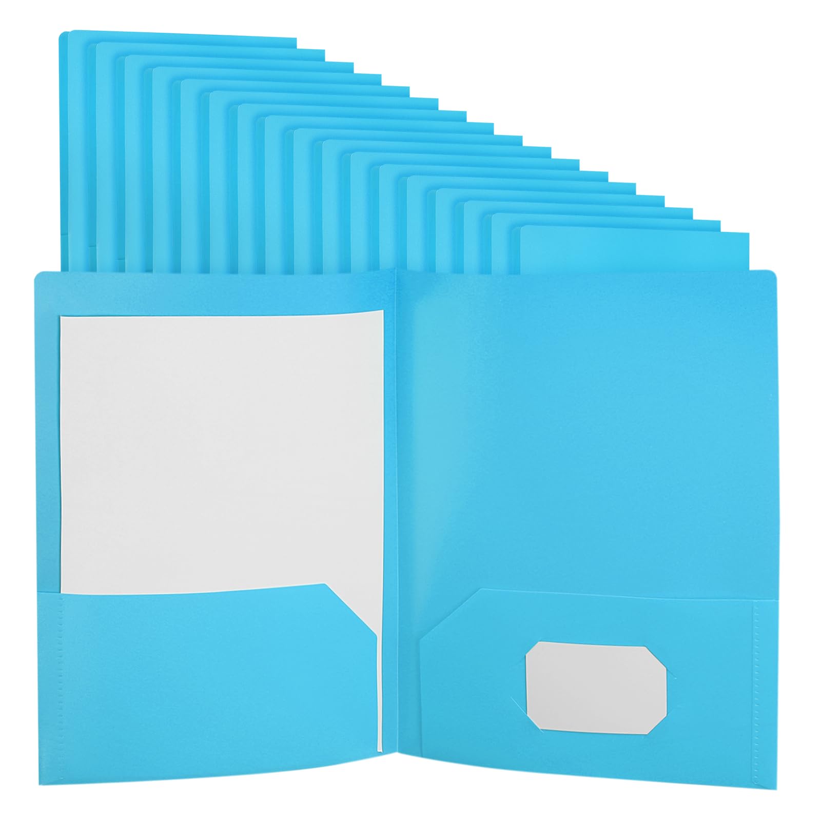 PATIKIL Blue Plastic Folders with Pockets, 24 Pack Plastic Pocket Folders Two Pocket Letter Size Heavy Duty for Office Business Card Holder, 9.3x11.4inch โ image 1