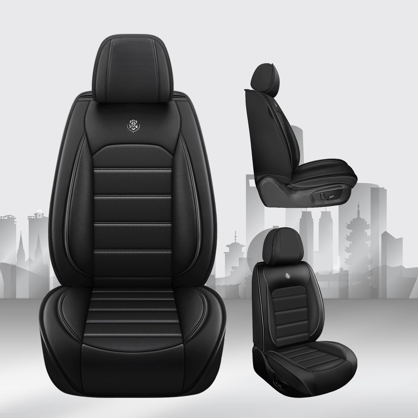 Car Seat Covers For Nissan Armada 2004-2022 - 2-Piece Front Set, Waterproof Faux Leather, Black Red