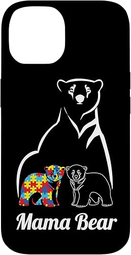 Miniatura 4 de Funda para iPhone 14 Pro Max para concientización sobre el autismo, mamá oso, mamá y niño