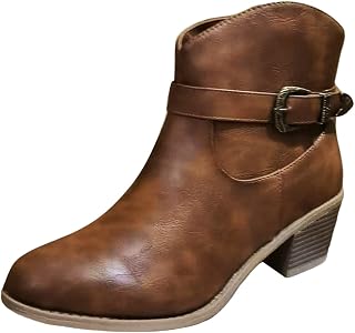 Botines de tacón grueso para mujer, de color sólido, cómodos, de cilindro medio, puntiagudos, talla grande