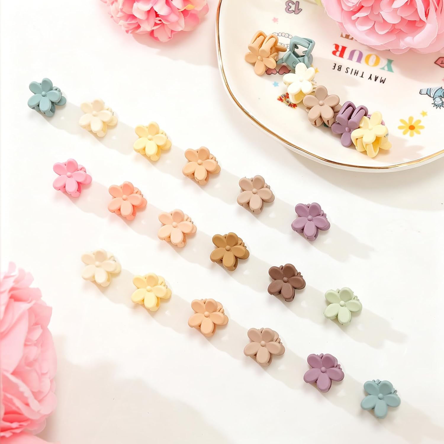 96pcs Mini Flower Hair Clips for Kids Cute Mini Claw Clips Hair Pins Colorful Small Hair Accessories for Girls Women Teens Kids Toddlers Children in Organizer Box