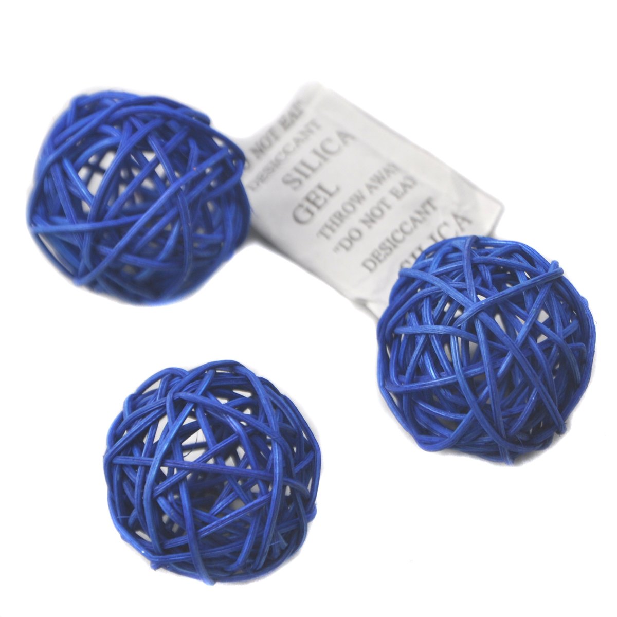 Set of 6 Wicker Rattan Balls Table Wedding Party Christmas Decoration (Diameter 3.2 Inch, Blue)