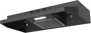 SNDOAS 30 Inch Black Under Cabinet Range Hood - Ducted/Ductless 230 CFM, LED Light, 2-Speed Fan, Stainless Steel